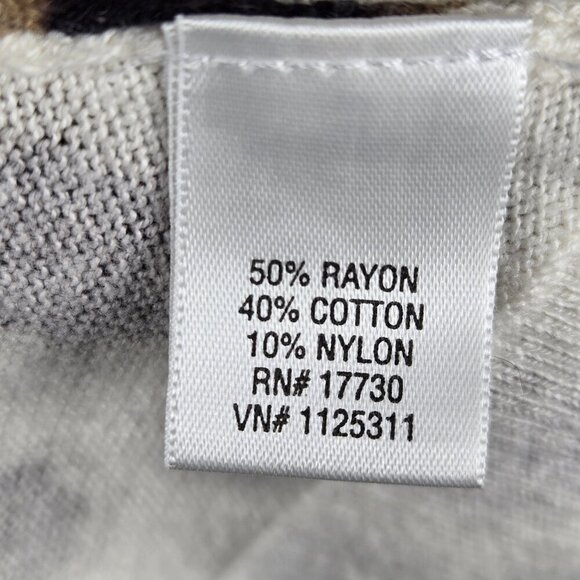 Merona Size Small Button Front Cardigan 3/4 Sleeves Cream, Black, Brown Pattern - Picture 10 of 12